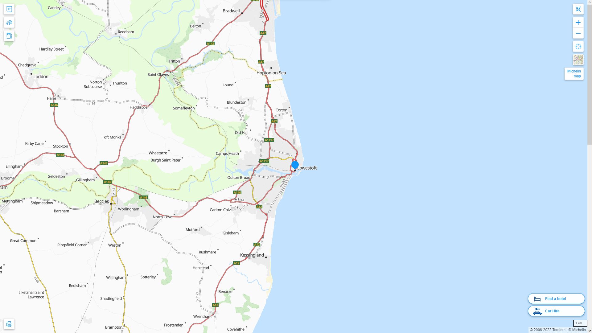 Lowestoft Highway and Road Map